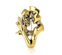 Couples Kiss Brooch Lapel Pin for Women Girls Men Abstract Art Face Brooches Sweater Dress Suit Badge Clothes Bag Pins Vintage Valentines Day Jewelry Gifts Accessories, S, Metal, no gemstone