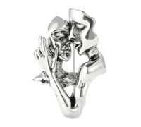 Couples Kiss Brooch Lapel Pin for Women Girls Men Abstract Art Face Brooches Sweater Dress Suit Badge Clothes Bag Pins Vintage Valentines Day Jewelry Gifts Accessories, S, Metal, no gemstone