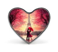 Couples Kiss in Paris Eiffel Tower Heart Badge Funny Lapel Pins Personalized Button Brooch Pin for Clothing Bag Accessories