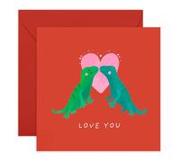 Couples Love Card - Love You - Cute Lizard Greeting Card for Him, Her, Partner, Boyfriend, Girlfriend, Husband, Wife, Spouse, Women, Men - Anniversary or Valentines Day - Comes with Fun Stickers