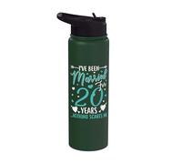 Couples Married 20 Years Funny 20th Wedding Anniversary Stainless Steel Insulated Water Bottle
