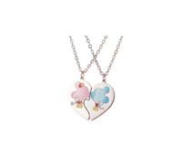 Couples Matching Heart Puzzle Necklace Set, Silver Finish | Set of 2 Necklaces, Split Heart Design, Colorful Enamel Art, Gift Box Included, Anniversary Jewelry