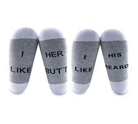 Couples Matching Socks I Like His Beard I Like Her Butt Funny Couples Gifts - Black - Large