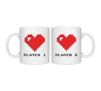 Couples Matching Valentine's Mug Funny Gamer Boyfriend Girlfriend Husband Wife Anniversary Player 1 Gaming Slogan Gift