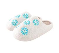 Couples Men Women Christmas Slip On Furry Flat Home Winter Round Toe Keep Warm Cartoon Prints Slippers Shoes Kitty Slippers for Women Size 8 (White, 3.5)