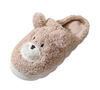 Couples Men Women Slip On Furry Flat Home Winter Round Toe Keep Warm Cartoon Prints Slippers Shoes Heated Slippers Women Rechargeable (Coffee, 3)