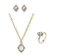 Couples Necklace for Women Beating Fan Pendant Ring Earrings 3 Piece Set Jewelry Suitcase Large (Rose Gold, One Size)
