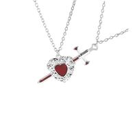 Couples Necklace Heart and Rapier Pendant Meaningful Love Symbol Adjustable Chain Anniversary Wedding Gift Collarbone Chain