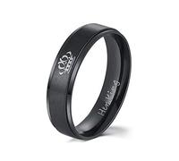 Couples Rings Engraved Titanium Stainless Steel Her His King Queen Crown Black Eternity Wedding Engagement Promise Rings Valentine's Day for Girlfriend Boyfriend Wife Husband Men's 9
