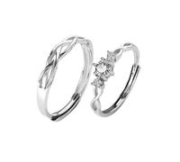 Couples Rings For Men And Women 925 Sterling Silver Wedding Band Adjustable Bridal Eternity Promise His & Hers Intertwined Band Fashion Jewellery Gift Set Of Two Rings