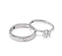 Couples Rings For Women And Men 925 Sterling Silver Crystal Wedding Band Adjustable Bridal Eternity Promise His & Hers Band Fashion Jewellery Gift Set Of Two Rings