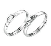 Couples Rings Personalized Anniversary Rings for Couples,Adjustable Sterling Rings for Couple Wedding Band,Round with Geometric Wedding Ring Sets
