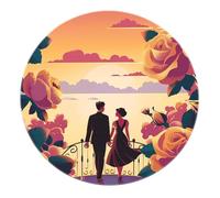 Couples Romantic Round Area Rugs - Soft Modern Oriental Living Room Carpet for Bedroom Apartment Themed Room Beauty Room Hallway 60cm