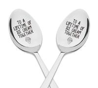 Couples Small Ice Cream Spoons Gifts for Wife Husband Anniversary Valentines Gifts for Girlfriend Boyfriend Christmas Birthday Gifts for Him and Her To a Lifetime of Ice Cream Together