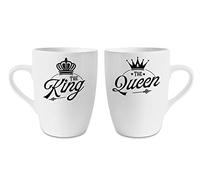 Couples Theme Coffee Mug Set The King The Queen Valentines Day, Birthday, Wedding, Anniversary, Him-Her Unique Ceramic 13 oz Marrow Cup/Mug.