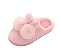 Couples Women's Slip-On Furry Flat Home Winter Round Toe Keeps Warm Cartoon Rabbit Ear Slippers Shoes, pink, 5 UK