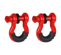 Coupling Tow Hitch 2Pcs 3/4" D-Ring Shackle 62832lbs Bow Shackles With Isolator & Washers For Off-Road Vehicle Recovery(2ps-Red)