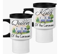 Coupls Caravan Travel Mug Set King and Queen of The Caravan Travel Mugs Set of 2