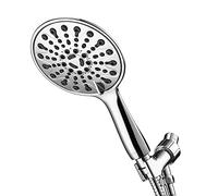 Couradric Handheld Shower Head, 6" Chrome Face 6 Spray Setting Shower Head with High Pressure, Brass Swivel Ball Mount and Extra Long Flexible Stainless Steel Hose