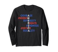 Courage Freedom Diversity Equality Justice Retro USA Flag Long Sleeve T-Shirt