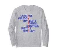 Courage Freedom Diversity Equality Justice Retro USA Flag Long Sleeve T-Shirt