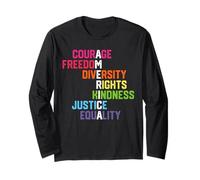 Courage Freedom Diversity Equality Justice Retro USA Flag Long Sleeve T-Shirt