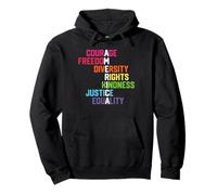 Courage Freedom Diversity Equality Justice Retro USA Flag Pullover Hoodie