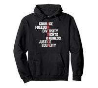 Courage Freedom Diversity Equality Justice Retro USA Flag Pullover Hoodie