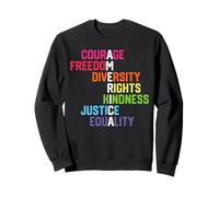 Courage Freedom Diversity Equality Justice Retro USA Flag Sweatshirt