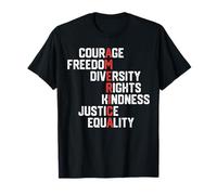 Courage Freedom Diversity Equality Justice Retro USA Flag T-Shirt