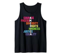 Courage Freedom Diversity Equality Justice Retro USA Flag Tank Top