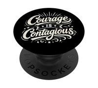 Courage-is-Contagious Retro s Vintage Quote Art PopSockets Adhesive PopGrip