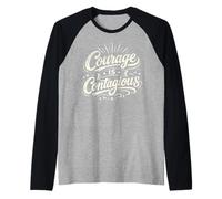Courage-is-Contagious Retro s Vintage Quote Art Raglan Baseball Tee