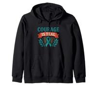 Courage Is Teal Awareness Message Zip Hoodie