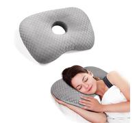 Courage Joy Kindness Ear Hole Piercing Pillow,Cotton O-Shaped Side Sleeper Pillow For CNH,Ear Pain Ear Inflammation Pressure Sores for Side Sleepers,Daily Care,Breathable, Fluorescent-Free (Gray)