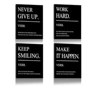 Courage Joy Kindness Motivational Canvas Wall Art Set 4-Piece-Never Give Up Work Hard Make Smiling Make It Happen-Inspirational Wall Art,Framed Artwork,Motivational Posters Home Decor (11.8“ x 15.7”)