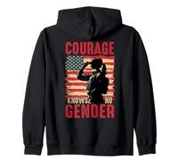 Courage Knows No Gender Military Pride Zip Hoodie