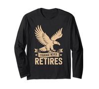 Courage Never Retires Veteran Eagle Design Long Sleeve T-Shirt