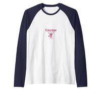 Courage Over Fear Breast Cancer Awareness Inspiration Raglan Baseball Tee, Men, Navy/White, L