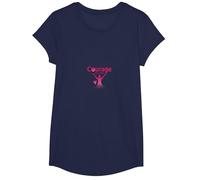 Courage Over Fear Breast Cancer Awareness Inspiration T-Shirt, Girls, Navy, Medium