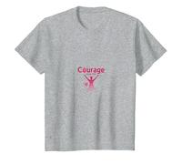 Courage Over Fear Breast Cancer Awareness Inspiration T-Shirt, Kids, Heather Grey, 8 Years