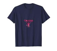 Courage Over Fear Breast Cancer Awareness Inspiration T-Shirt, Men, Navy, XXL