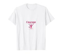 Courage Over Fear Breast Cancer Awareness Inspiration T-Shirt, Men, White, 5XL