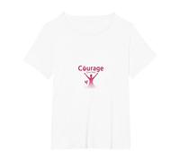 Courage Over Fear Breast Cancer Awareness Inspiration T-Shirt, Women's Plus, White, 5X