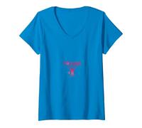 Courage Over Fear Breast Cancer Awareness Inspiration V-Neck T-Shirt, Women, Sapphire, S