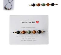 Courage & Strength Bracelet: A Symbol of Resilience for Warriors, Hope Inspirational Jewelry with Card, Gemstone Beaded Bracelet, Emotional Support Protection Bracelets (1pcs)