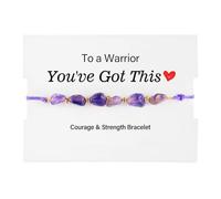 Courage & Strength Bracelet: A Symbol of Resilience for Warriors, Strength Healing Bracelet, "To a Warrior - You've Got This" Handmade Braided Inspirational Bracelets Encouragement Gift (Purple)