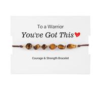 Courage & Strength Bracelet: A Symbol of Resilience for Warriors, Strength Healing Bracelet, "To a Warrior - You've Got This" Handmade Braided Inspirational Bracelets Encouragement Gift (Brown)