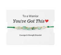 Courage & Strength Bracelet: A Symbol of Resilience for Warriors, Strength Healing Bracelet, "To a Warrior - You've Got This" Handmade Braided Inspirational Bracelets Encouragement Gift (Green)