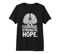 Courage Strength Hope Brain Cancer Awareness Ribbon Premium T-Shirt
